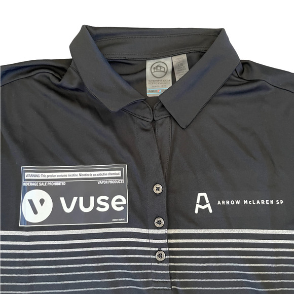 Stormtech Women's Black Stripe Performance H2X Vuse Arrow McLaren Med Polo Shirt - Picture 3 of 6